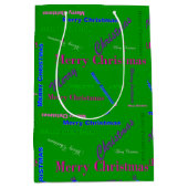 Medium Glossy Green Christmas Gift Bag ミディアムペーパーバッグ (正面)