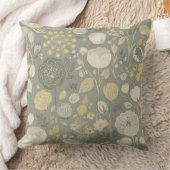 Medium Gray Butter Yellow Cream Modern Floral クッション (ブランケット)