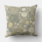 Medium Gray Butter Yellow Cream Modern Floral クッション (裏面)