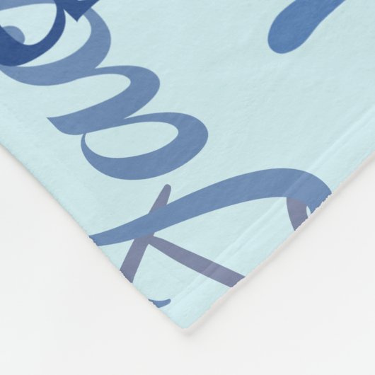 Medium Length Name Graffiti Pattern Blue Navy フリースブランケット (角)