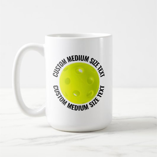 Medium Personalized Text Pickleball 15 oz. Custom コーヒーマグカップ (左)