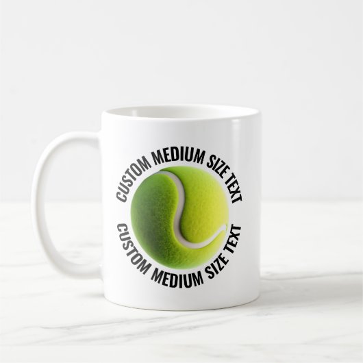 Medium Personalized Text Tennis Ball  11oz. Custom コーヒーマグカップ (左)