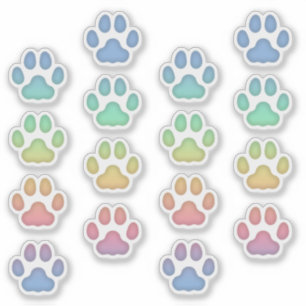 Medium Rainbow Cat Pawprints Animal Tracksデカール シール