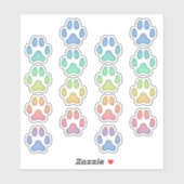 Medium Rainbow Dog Pawprints Animal Tracksデカール シール (シート)