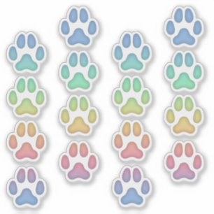 Medium Rainbow Dog Pawprints Animal Tracksデカール シール