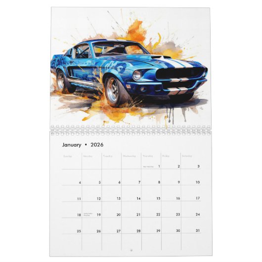 Medium Size Hot Rods Calendar カレンダー (1月 2026)