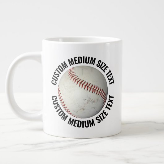 Medium Size Personalized Text Baseball Custom ジャンボコーヒーマグカップ (左)