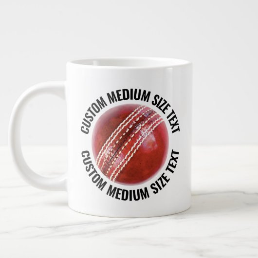 Medium Size Personalized Text Cricket Ball Custom ジャンボコーヒーマグカップ (左)
