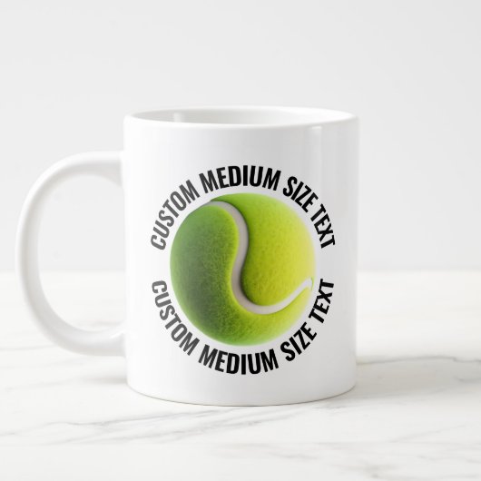 Medium Size Personalized Text Tennis Ball Custom ジャンボコーヒーマグカップ (左)