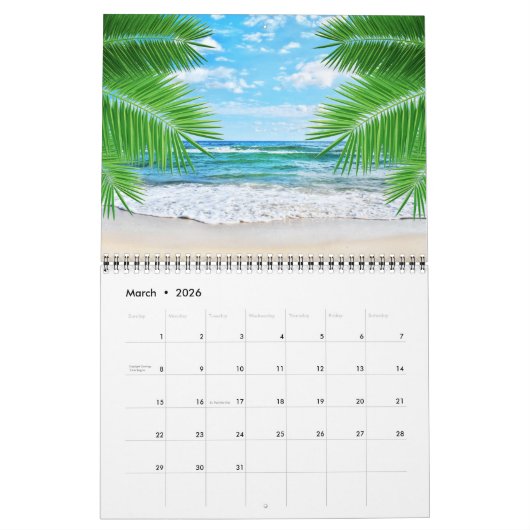 Medium Size Tropics Paradise Calendar カレンダー (3月 2026)