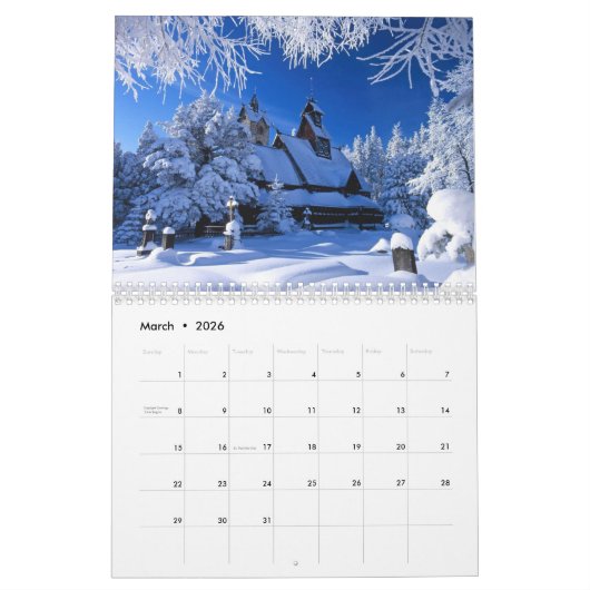 Medium Size Winter Calendar カレンダー (3月 2026)