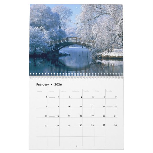 Medium Size Winter Calendar カレンダー (2月 2026)