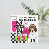 Medium Skin Girl Science Lab誕生日招待状 招待状 (スタンド正面)