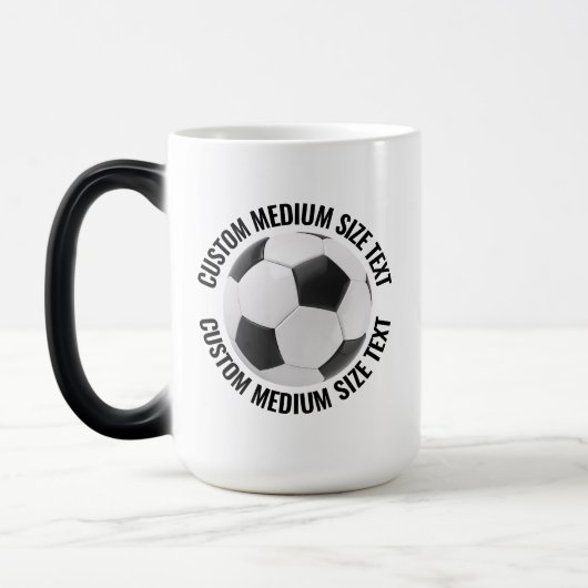 Medium Text, サッカー ボール 15oz カスタム 熱変化 モーフィングマグカップ (左)