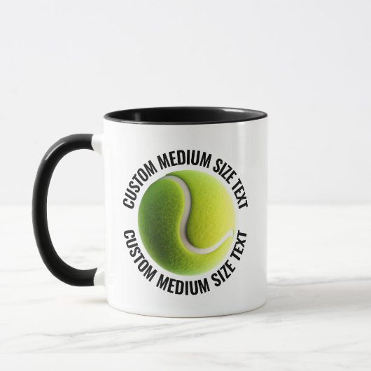 Medium Text ブラック コンボ 11oz カスタムテニスマグ マグカップ (左)