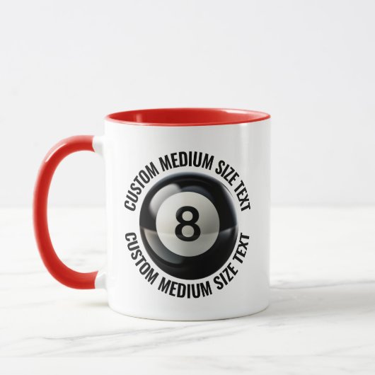 Medium Text RED Combo 11oz カスタム8ボール マグカップ (左)