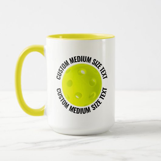 Medium Text YELLOW Combo 15oz カスタムピックルボール マグカップ (左)