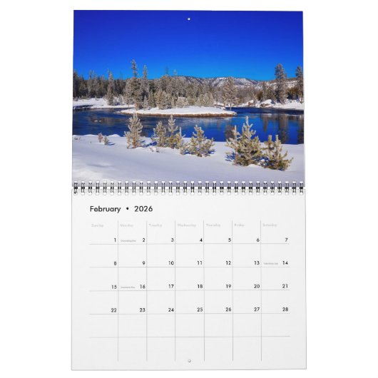 Medium Yellowstone Park Calendar カレンダー (2月 2026)