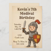 Medival Knight Birthday 招待状 (正面/裏面)