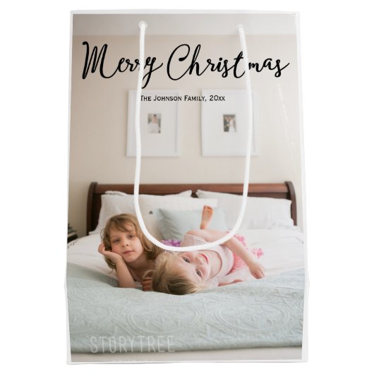 Meduimかわいい写真クリスマスグリーティング抱き枕 ミディアムペーパーバッグ (裏面)