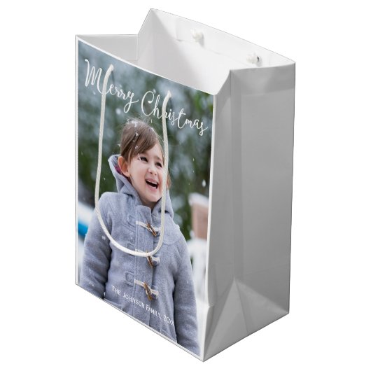 Meduim女の子と雪の写真クリスマス抱き枕 ミディアムペーパーバッグ (正面アングル)