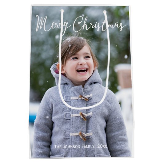 Meduim女の子と雪の写真クリスマス抱き枕 ミディアムペーパーバッグ (裏面)