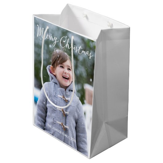 Meduim女の子と雪の写真クリスマス抱き枕 ミディアムペーパーバッグ (裏面アングル)