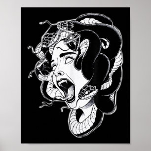 Medusa Blackworkタトゥーフラッシュ ポスター