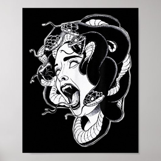 Medusa Blackworkタトゥーフラッシュ ポスター (正面)