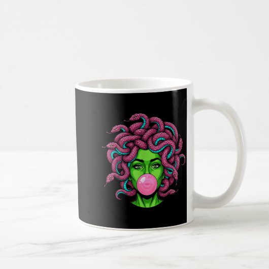 Medusa Blowing Bubblegum P Art Mythology Design  コーヒーマグカップ (右)