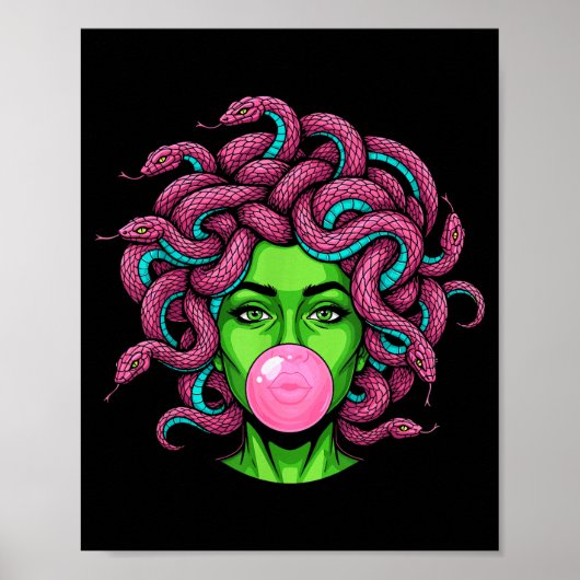 Medusa Blowing Bubblegum P Art Mythology Design  ポスター (正面)