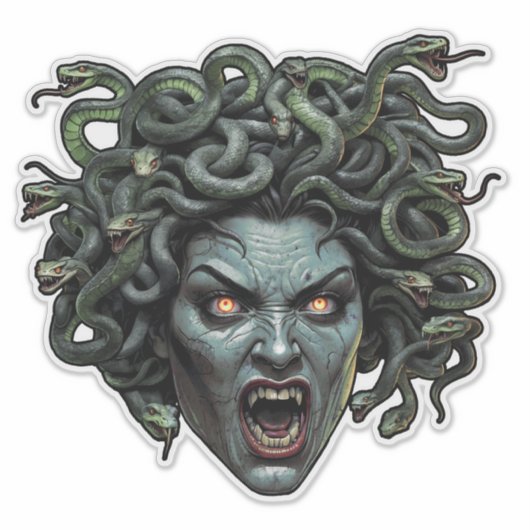 Medusa Gorgon Die-Cut Sticker – Mythic Horror Art シール (正面)