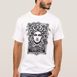 Medusa Greek Goddess with snakes illustration Tシャツ
