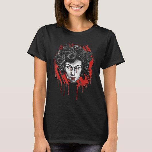 Medusa Head Face Greek Mythology Snake Goddess Myt Tシャツ (正面)