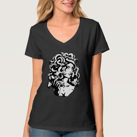 Medusa Head Snake Hair Greek Mythology Ancient Lov Tシャツ (正面)