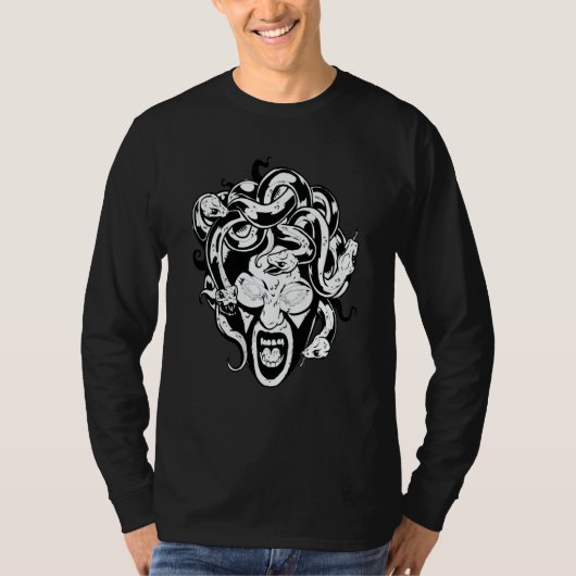 Medusa Head Snake Hair Mythology Ancient Greek Tシャツ (正面)