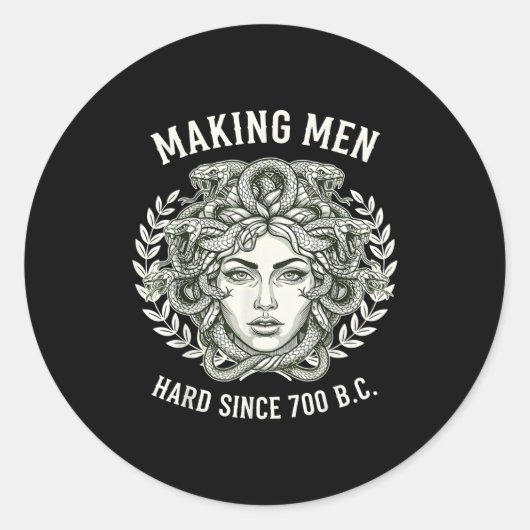 Medusa Making Men Hard Since 700 Bc Greek Funny Fe ラウンドシール (正面)