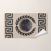 Medusa Noire、ギリシャ語鍵、ローレルリース、ベージュ バスタオルセット (ハンドタオル)