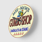 Meeの胃のオクラの店 ラウンド壁時計 (傾斜)