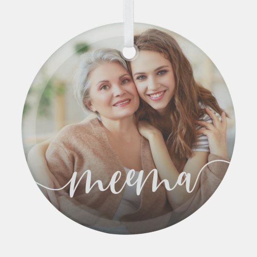 Meemaおばあちゃんのスクリプトオーバーレイ ガラスオーナメント (正面)