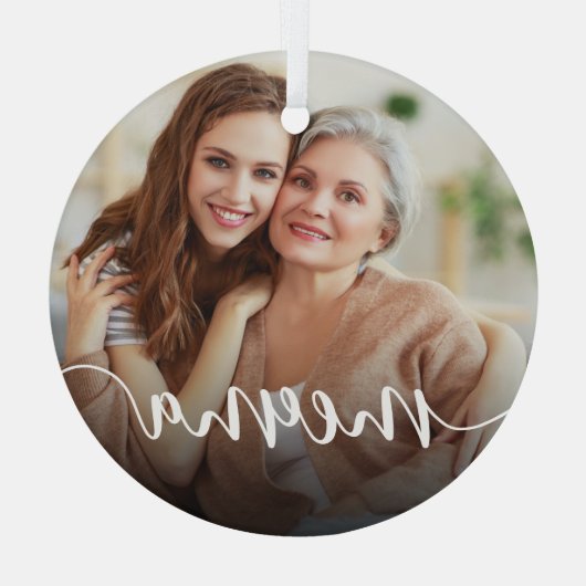 Meemaおばあちゃんのスクリプトオーバーレイ ガラスオーナメント (裏面)