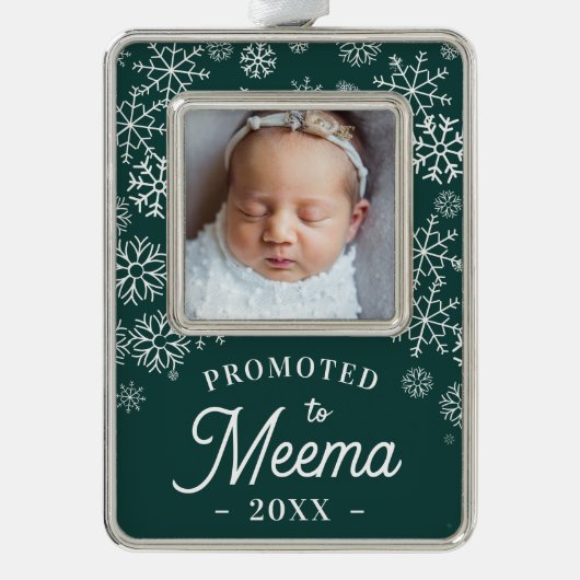 Meemaに昇格 |ベビー写真おばあちゃん シルバープレートフレームオーナメント (正面)