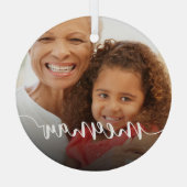 Meemawおばあちゃんのスクリプトオーバーレイ ガラスオーナメント (裏面)