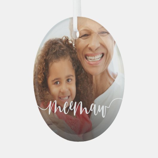 Meemawおばあちゃんのスクリプトオーバーレイ ガラスオーナメント (正面左)