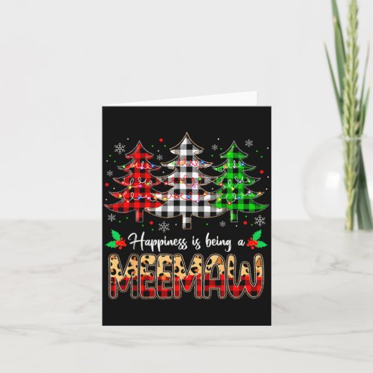Meemaw Christmas Tree Xmas Buffalo Plaid Red White カード (正面)
