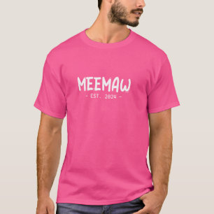 Meemaw Est 2024ロラマザーデイ新しい祖母のプレグナ Tシャツ