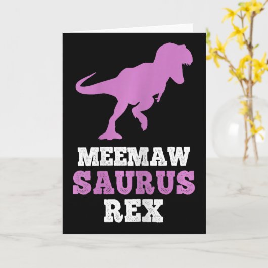 Meemaw-saurus Rex Dino Dinosaur Meemawsaurus Funny カード (黄色い花)
