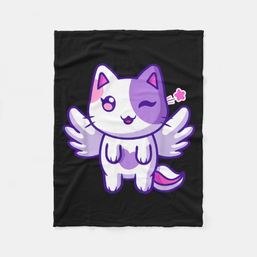 Meemeow Cute Cat Plu-shirt  フリースブランケット (正面)