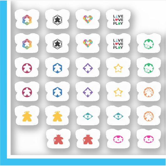 Meeple Tee Stickers - Variety Pack シール (正面)