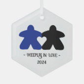 Meeples in Love, Blue & Black Glass Ornament ガラスオーナメント (正面)
